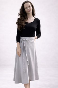 Zavinovacia ľanová sukňa